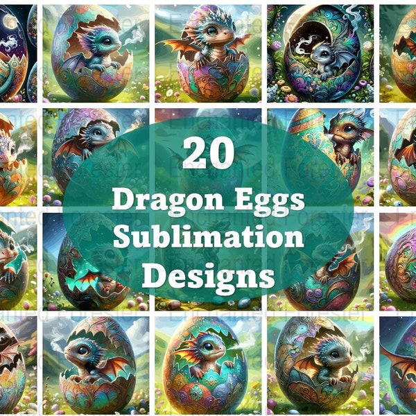 Baby Dragon Egg Cuteness, Sublimation Design, Bundle, Digital Download Prints, Colorful Baby Dragon Clipart 20oz Tumbler Wrap, PNG, SVG