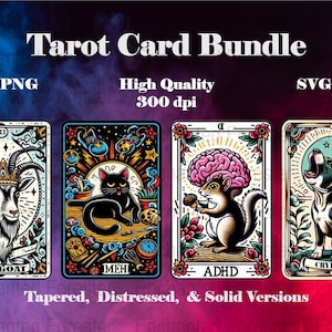 Funny Tarot Card Bundle, Tarot PNG SVG, Funny Tarot, Fun Personality, Meh Crybaby G.O.A.T., Adhd Print, Tattoo Style Tarot Cards,