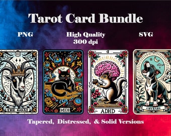 Funny Tarot Card Bundle, Tarot PNG SVG, Funny Tarot, Fun Personality, Meh Crybaby G.O.A.T., Adhd Print, Tattoo Style Tarot Cards,
