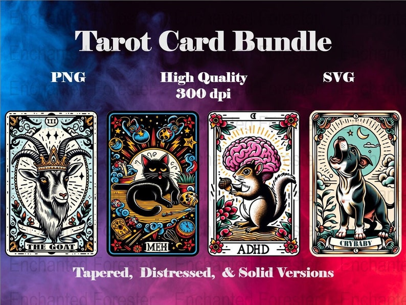 Funny Tarot Card PNG SVG Unique Personalities, ADHD Awareness, Sublimation Bundle