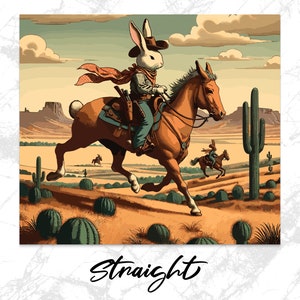 Yeehaw Howdy Giddyup Cowboy Bunni Print - Retro Western Easter Sublimation Design & Digital File (Tumbler Shirt PNG SVG Vector)