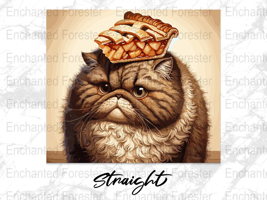 Funny Grumpy Cat With Pie Digital Art (PNG, SVG) - Etsy