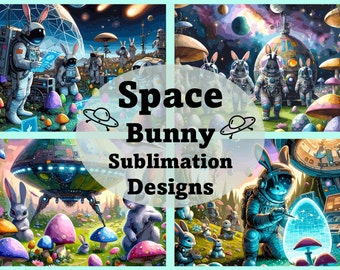 Alien Space Bunny Sublimation Design Bundle (Digital Download)