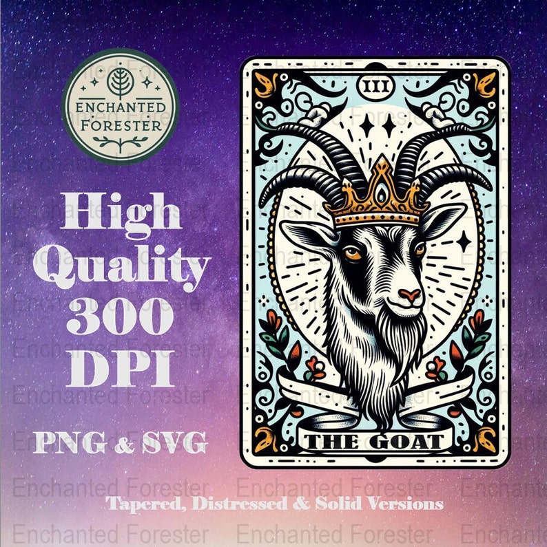 Goat Tarot Card Printable Digital Download Sublimation Design PNG SVG, Greatest of All Time