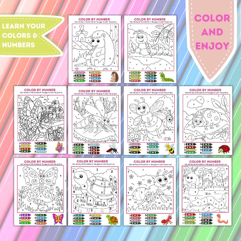 Spring Coloring by Number Printable Pages for Kids Coloring Sheets DIY