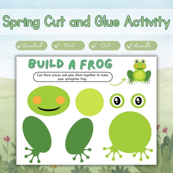 Printable Frog Craft Kit for Kids DIY Frog Paper Fun Frog Activity Children's Frog Art Project Froggy Craft Kids Frog Craft Instant Download