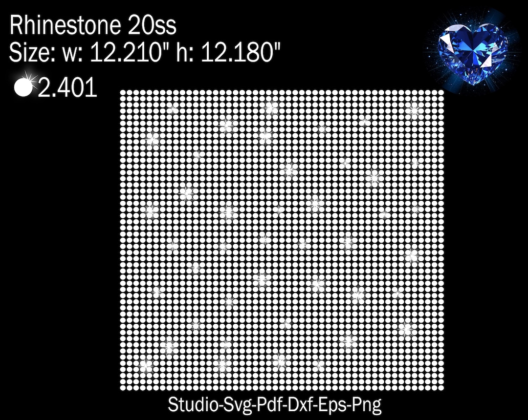 Rhinestone Template 12X12 20SS, Rhinestone Sheet Svg, Rhinestone Svg ...