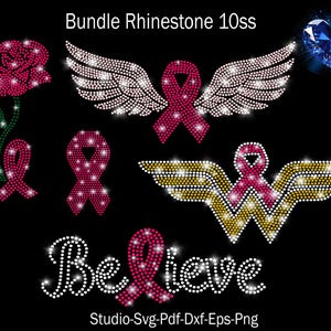 Bundle Cancer Rhinestone, Cancer Rhinestone, Rhinestone Svg, Cancer Svg, Cancer Ribbon Svg, Cancer Ribbon Rhinestone, Rhinestone Template