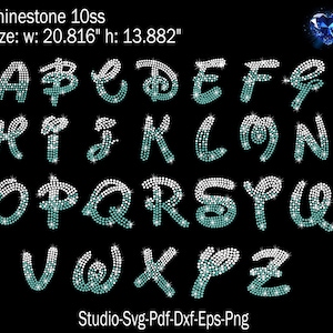 Pacote de strass de rato, strass de alfabeto degradado, alfabeto svg, strass svg, modelo de strass, strass, arquivos de strass