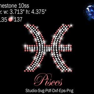 Pisces Strassstein, Pisces svg, Pisces Template, Strassstein svg, Strass Vorlage, Sternzeichen Strass, Sternzeichen svg, Pisce