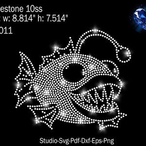 Duivel vis strass, duivel vis Svg, strass-svg, strass sjabloon, strassteentjes, vis Svg, vis strass, vis sjabloon, vissen
