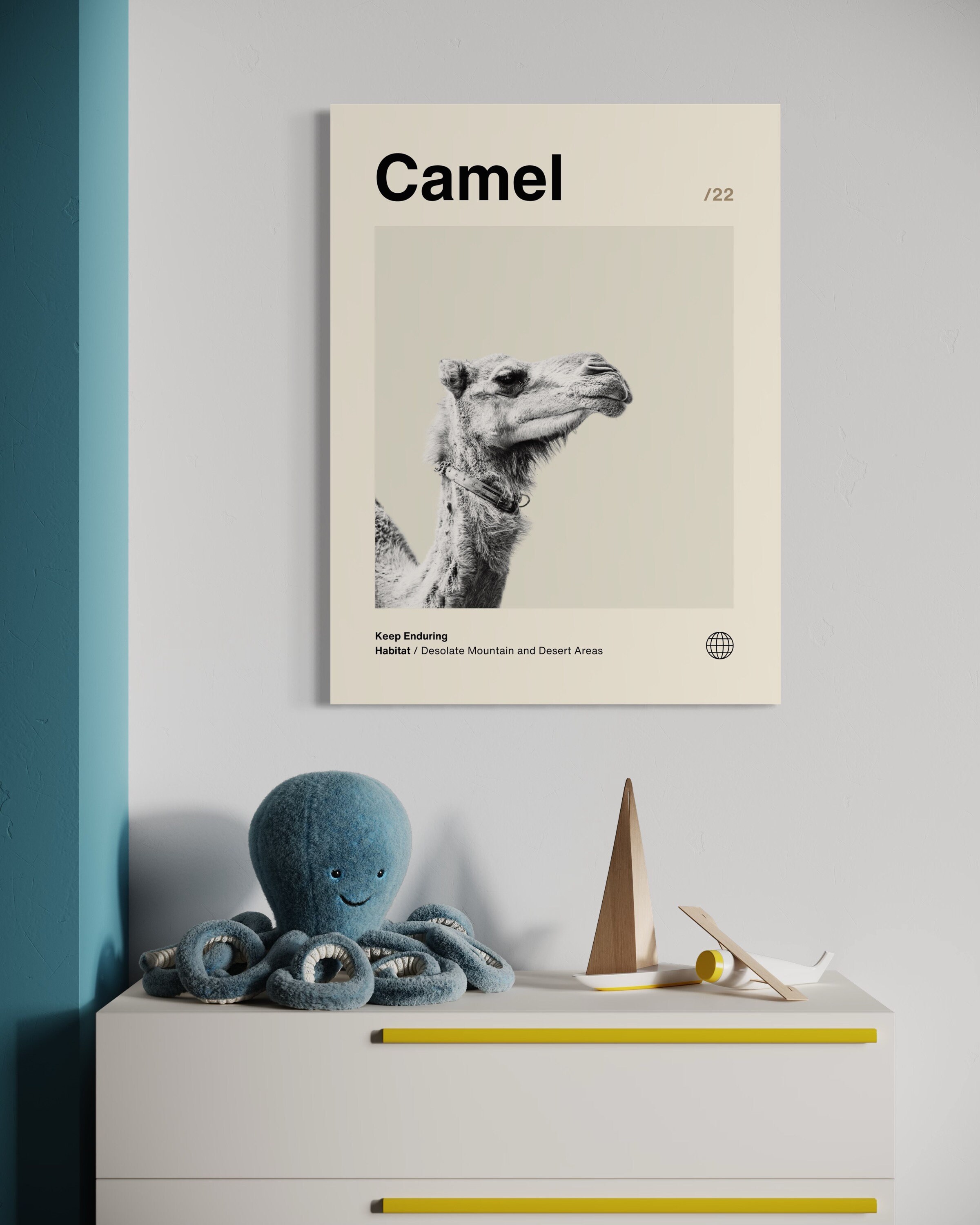 Camel Poster, Minimalist, Helvetica, Mid-century Modern, Camel Print ...