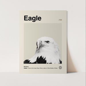 Eagle Poster, Minimalist, Helvetica, Mid-Century Modern, Eagle Print, Eagle Wall Art, Eagle Art Bundle, Animal Art Work, Animal Wall Art