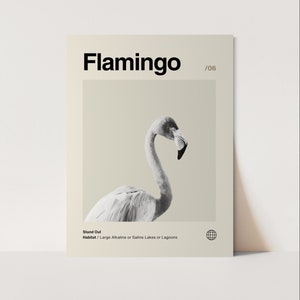 Flamingo Poster, Minimalist, Helvetica, Mid-Century Modern, Flamingo Print, flamingo Wall Art, Flamingo Art Bundle, Animal Art Work,