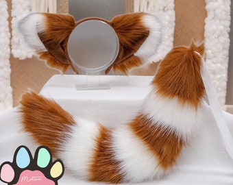 Fox/Dog/Raccoon Cosplay Fursuit Ears And Tail Set | Simulated Animals Furry Costume Ears And Tail | Maid Outfit Accessories | 28 Options