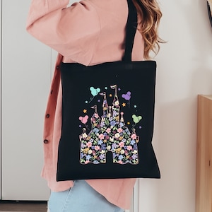 Disneyland Tote Bag, Flower Castle Tote Bag, Disney Castle Bag, Magical Kingdom Bag, Floral Castle Tote Bag, Disney Vacation Tote Bag