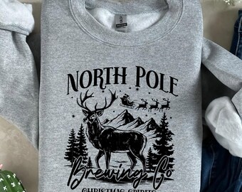 North Pole Brewing Co Christmas Spirits T-Shirt, Vintage Xmas Reindeer Tee, Christmas Santa Tee, Beer Lover Shirt,New Year Celebration Shirt