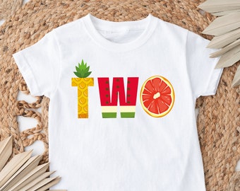 Fruit 2nd Birthday Shirt, Customizable Two Year Old Shirt, Twotti Fruitti Birthday Shirt, Crewneck Toddler Shirt, Birthday Gift for Kids
