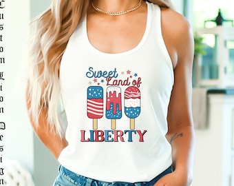 Sweet Land of Liberty Tank Top, Independence Day Tank Tops, Funny Fourth of July Tank Women,Matching America Tank, Patriotic Tank Top