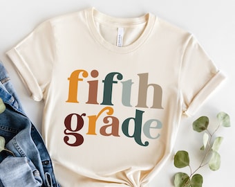 Fifth Grade Shirt, 5th Grade Teacher Shirt, Vintage Crewneck Tee, Retro Back to School Shirt, Personalized Teacher Gift, Groovy Teacher