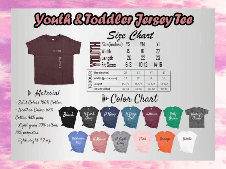 youth and toddler jersey sizes chart