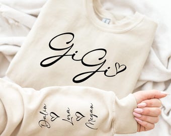 Personalized Gigi Sweatshirt, Gift For New Gigi, Custom sweatshirt, Gigi With Grandkids Names Crewneck, Gift for grandma, Grandmother Gift