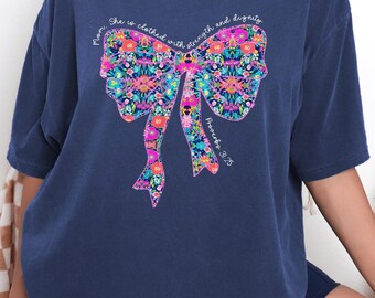 Comfort Colors Preppy Floral Shirt, Christian Mama Shirt, Mothers Day Gift, Custom Crewneck Tee, Bible Verse Tee, Faith-Based Mom T Shirt