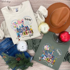 Custom Disney Birthday Girl and Boy Sweatshirt,Matching Disney Sweater, Magic Kingdom,Disney Princess Birthday Shirt,Family Birthday Sweater