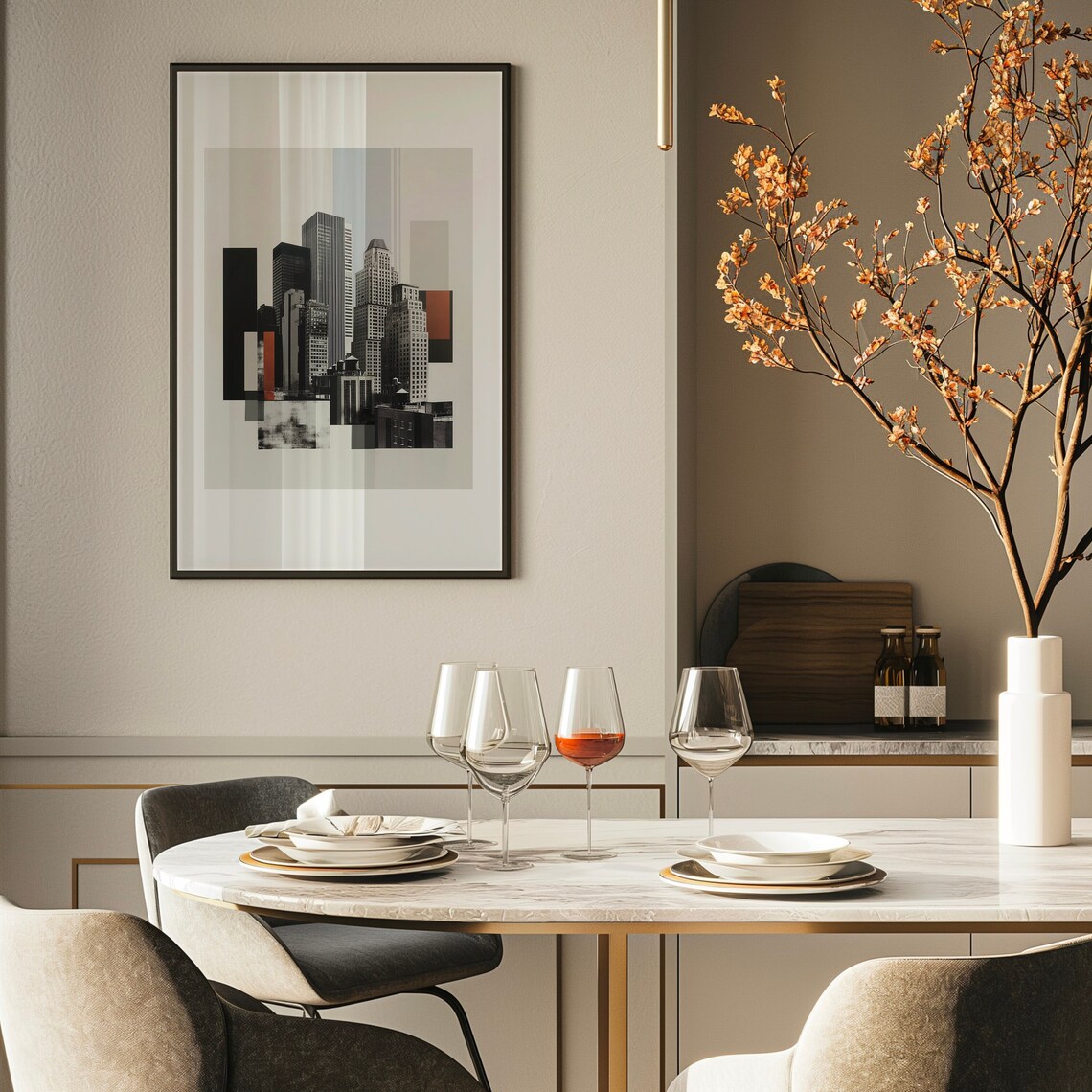 Abstract Cityscape Digital Art - Modern Urban Wall Art Print ...