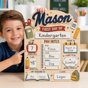 Personalized First Day of School Sign, Custom Back To School Board With Name, Reusable Photo Prop Back to School Sign, 1st Day Of School