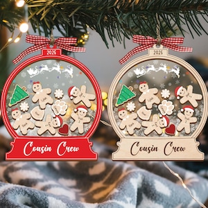 Custom Gingerbread Family Xmas Ornaments, Large Family Christmas Ornament, Grandparents Gift, Cousin Crew Gingerbread Family Christmas Gift