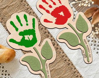 Aangepaste Moederdag bloem handafdruk bord, DIY handafdruk eerste Moederdag, aangepaste bloemen handafdruk voor moeder, Moederdag ambacht, kinderambachten