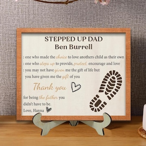 Custom Stepped Up Dad Sign, Thank You Gift for Stepdad, Father’s Day Gift from Kids, Stepped Up Dad Definition Sign, Custom Bonus Dad Sign