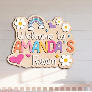 Personalized Girl Room Sign, Custom Kids Bedroom Sign With Name, Nursery Name Sign, Kid Room Sign, Girls 3D Welcome Sign, Birthday Gifts
