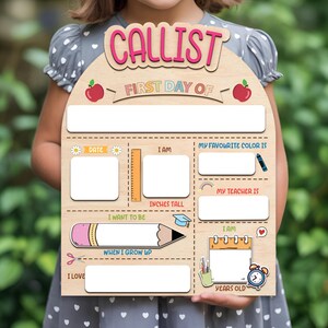 Letrero personalizado para el primer día de clases, pizarra para el primer día de clases, letrero de madera para el regreso a clases, regalo para estudiantes, pizarras para el primer día de clases