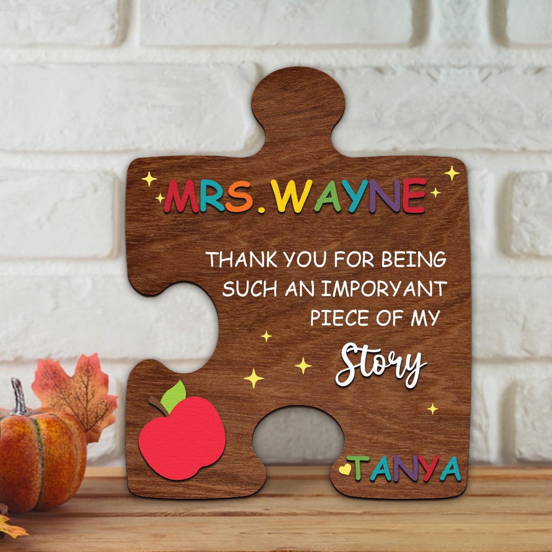 Personalized Teacher Puzzle Piece Sign, Teacher Appreciation Sign ...