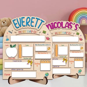 Letrero personalizado para el primer día de clases, pizarra para el primer día de clases, pizarra personalizada para fotos con nombre, letrero de madera para el regreso a clases.