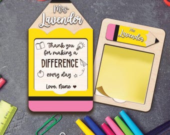 Benutzerdefinierte Lehrer Haftnotiz Halter Geschenk, benutzerdefinierte Lehrer Geschenke, Lehrer Wertschätzung Geschenk, zum Jahresende Geschenk personalisierte Lehrer Namen Geschenk