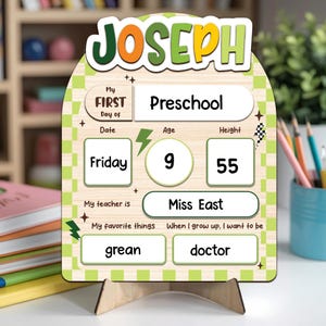 Letrero personalizado para el primer día de clases, letrero para el último día de clases, letrero de borrado en seco para el regreso a clases de preescolar, tablero para el primer día de clases para estudiantes.