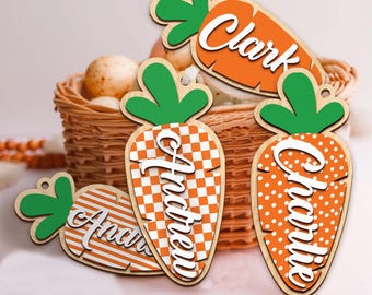 Carrot Easter Basket-naamplaatje op maat, aangepast wortel-naamplaatje voor kinderen, Carrot Easter Basket-label, paasmandjevullers, wortelmandlabel