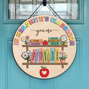 Custom Teacher 3D Door Hanger, Teacher  Door Sign, Teacher Welcome Sign, Classroom Welcome Sign, Custom Teacher Name Sign, Classroom Decor