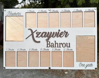 Baby First Year Picture Frame, Newborn To One Year Photo Frame, Baby Photo Frame, Monthly Milestone for Baby Frame, One Year Photo Frame