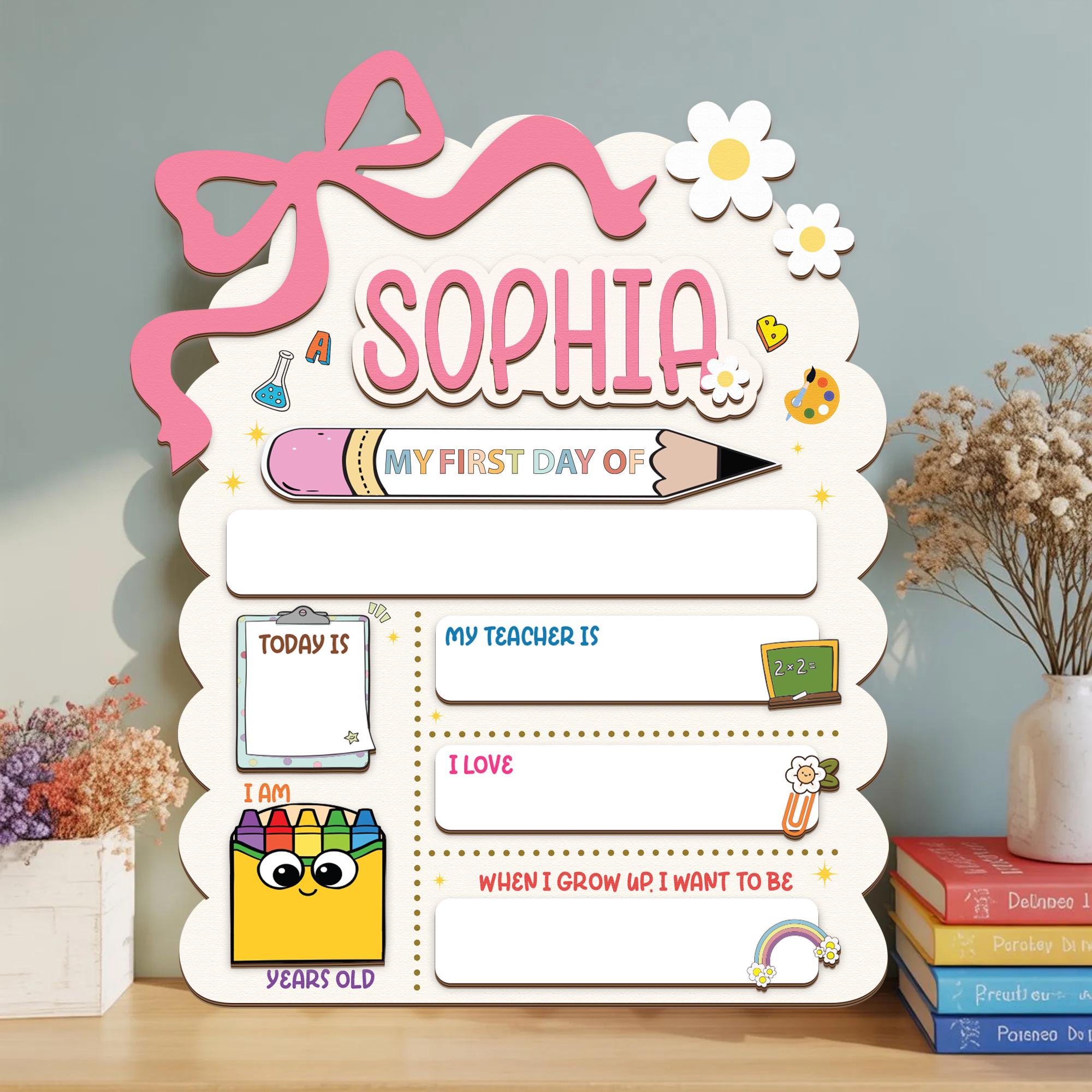 Personalized First Day Of School Sign, Personalized Wooden School Board Gift for Student, First & Last Day of School Interchangeable Sign