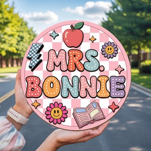 Customized Teacher 3D Door Sign, Teacher Door Hanger, Groovy Classroom Decor, Welcome Classroom Sign, Teacher Name Sign, Back to School Gift