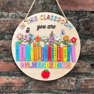 Benutzerdefinierte Lehrer Türschild, Lehrer Türschild, Klassenzimmer Dekor, Willkommen im Klassenzimmer Schild, Benutzerdefinierte Lehrer Namensschild, Lehrer Holzschild