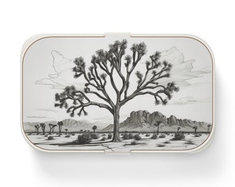 Joshua Tree Desert Landscape, BENTO BOX, adorabile contenitore per il pranzo artistico a più scomparti per scuola, picnic, ufficio, campeggio, rifugio all'aperto