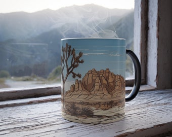 TAZZA MORPHING COLORE DA 11 once, Tazza da caffè che cambia colore con paesaggio desertico di Joshua Tree per il migliore amico, colleghi, capo, regalo per tutte le occasioni