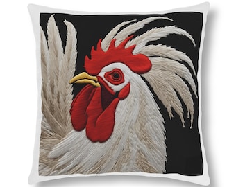 CUSCINO DECORATIVO PER ESTERNI, Cuscino artistico per camera da letto, Cuscino per divano esterno, impermeabile, Regalo per mamma papà, Pollo bianco, Animali da fattoria