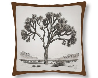 CUSCINO DECORATIVO PER ESTERNI, Paesaggio desertico di Joshua Tree, Cuscino artistico per camera da letto, Esterno, Studio di yoga, Cuscino per divano impermeabile