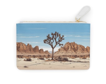Mini borsa CLUTCH IN PELLE VEGANA, elegante Joshua Tree Botanical, borsa bianca per feste serali, occasioni, regalo per moglie, fidanzato, fidanzata